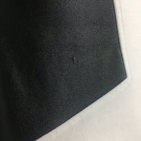 Express White Fit & Flare Skater Mini Dress w/ Black Faux Leather Panels Sz 2 - Picture 7 of 9